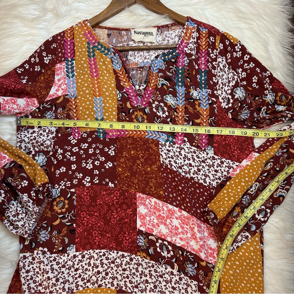 Savanna Jane Patchwork Embroidered Dark Floral To… - image 7